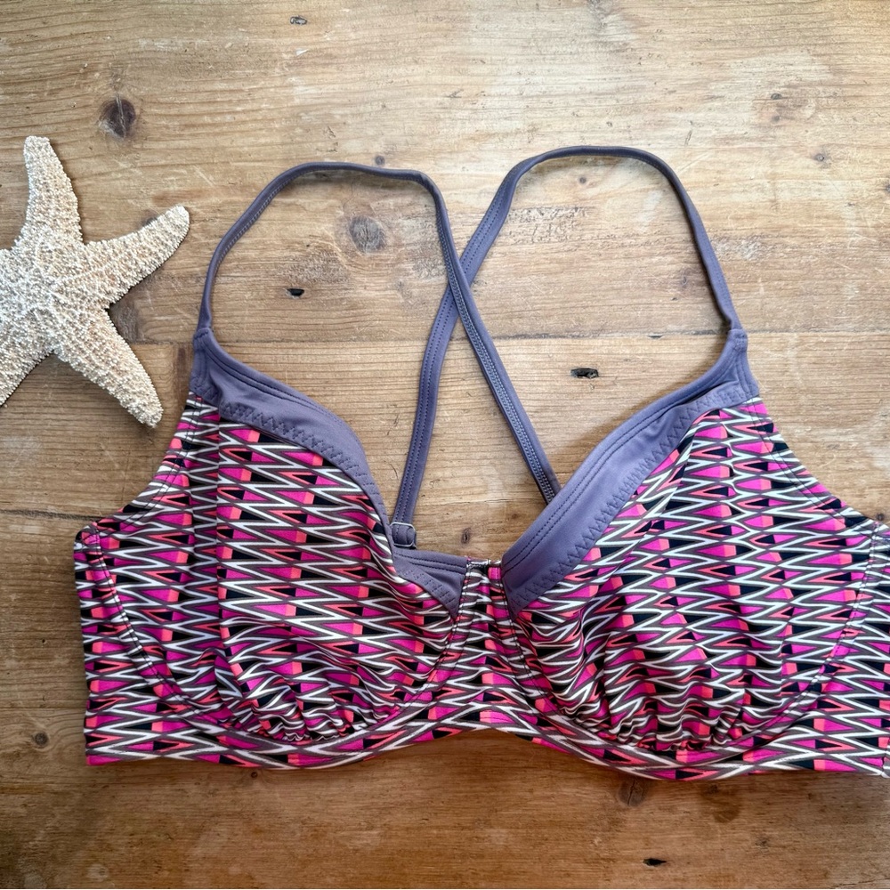 Athleta Pink and Gray Bikini Top